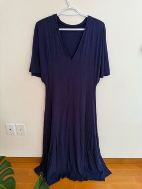 V-Neck Navy Maxi Dress